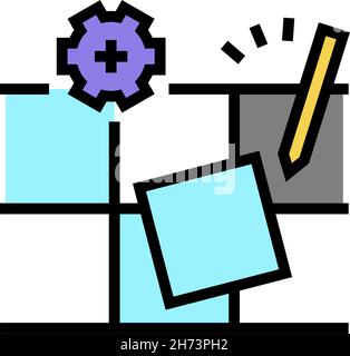 illustration vectorielle de l'icône de couleur de démontage de la mosaïque Illustration de Vecteur