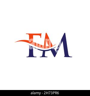 Modèle de vecteur de logo lié à la lettre FM initiale.Logo Swoosh lettre FM.Logo FM vectoriel Illustration de Vecteur