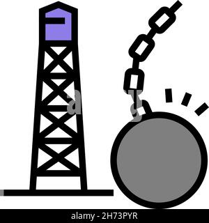 illustration vectorielle de l'icône de couleur des démolitions de tours Illustration de Vecteur