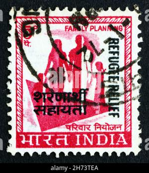 INDE - VERS 1967: Un timbre imprimé en Inde montre famille, planification familiale, vers 1967 Banque D'Images