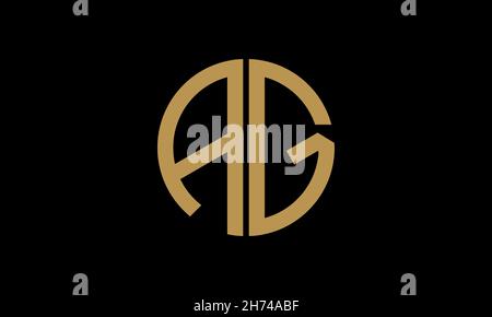 Modèle de logo vectoriel en forme de monogramme de l'alphabet AG ou GA Illustration de Vecteur