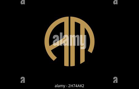 Modèle de logo vectoriel de monogramme AM ou ma d'illustration en forme de rond Illustration de Vecteur