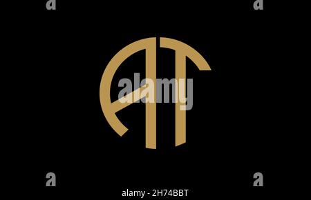 Modèle de logo vectoriel de monogramme d'illustration AT ou TA en forme de rond Illustration de Vecteur