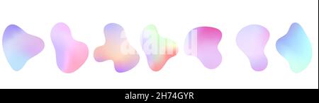 Formes abstraites de gradient.Définir des éléments liquides isolés pour le design holographique.Éléments de couleur vive isolés par vecteur. Illustration de Vecteur