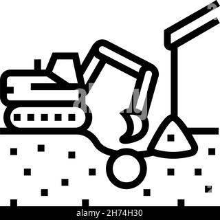 illustration vectorielle de l'icône de tuyau d'excavation à partir de la ligne de base Illustration de Vecteur
