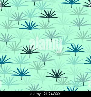 Motif graphique tendance sans couture imprimé sans couture des feuilles de palmier à feuilles larges tropicales.Fond de palmier en bambou vectoriel artistique pour textile Illustration de Vecteur