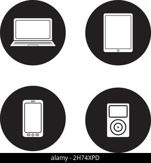 Gadgets modernes icônes noires ensemble Illustration de Vecteur