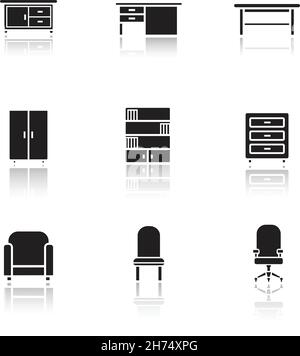Noir meubles icons set Illustration de Vecteur