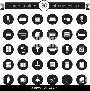 Ensemble d'icônes de mobilier.Noir Illustration de Vecteur