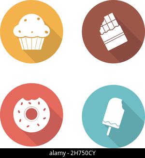 Ensemble d'icônes plates de bonbons Illustration de Vecteur