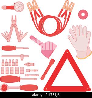 Kit de voiture d'urgence.Couleur Illustration de Vecteur