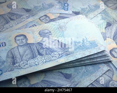 Argent de la Thaïlande.Factures de baht thaïlandaises.Billets THB.50 bahts.Affaires, finances, informations générales.illustration 3d. Banque D'Images