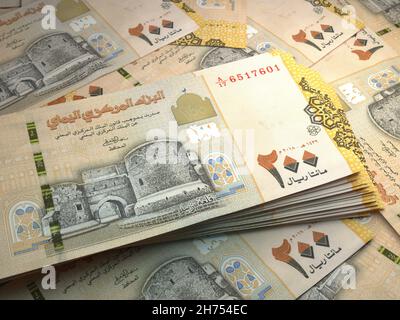 Argent du Yémen.Rial factures.BILLETS DE BANQUE.200 arabe.Affaires, finances, informations générales.illustration 3d. Banque D'Images