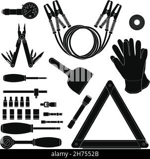 Ensemble de silhouettes de kit de route Illustration de Vecteur