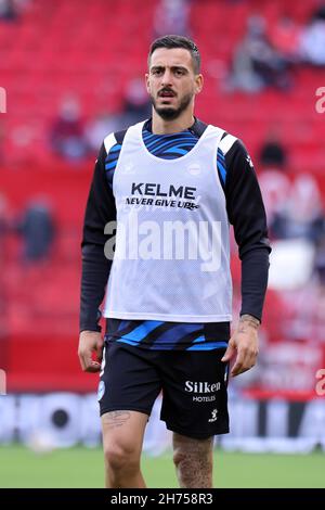 Séville, Séville, Espagne.20 novembre 2021.Joselu de Deportivo Alaves pendant le match de la Liga Santader entre Sevilla CF et Deportivo Alaves à Ramon Sanchez Pizjuan à Séville, Espagne, le 20 novembre 2021.(Credit image: © Jose Luis Contreras/DAX via ZUMA Press Wire) Banque D'Images