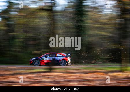 02 Solberg Oliver (swe), Edmondson Elliot (gbr), Hyundai 2C Competition, Hyundai i20 coupe WRC, action pendant le Rallye ACI Monza, 12e tour du WRC 2021 de la FIA, FIA World Rally Championship, du 18 au 21 novembre 2021 à Monza, Italie - photo Nikos Katikis / DPPI Banque D'Images