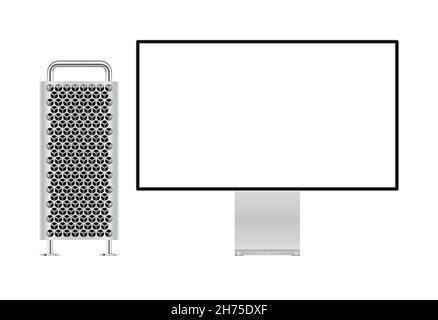 Ordinateur Apple Mac Pro, moniteur Pro Display XDR, Apple mac, ordinateur de bureau, écran large, écran pro,illustration de l'écran vectoriel xdr. Illustration de Vecteur