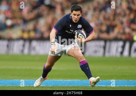 Édimbourg, Écosse, le 20 novembre 2021.Sam Johnson, d'Écosse, lors du match de la série Autumn Nation au stade Murrayfield, à Édimbourg.Le crédit photo devrait se lire: Neil Hanna / Sportimage Banque D'Images