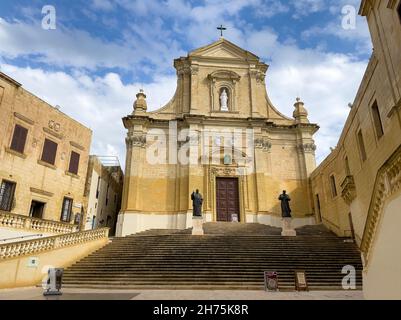 Kathedrale St. Marija à Zitadelle von Gozo BEI Dämmerung à blaue Stunde, IR-Rabat Għawdex, Victoria, Gozo, Malte Banque D'Images