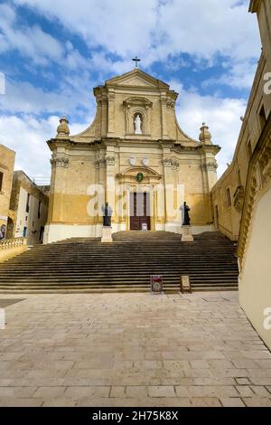 Kathedrale St. Marija à Zitadelle von Gozo BEI Dämmerung à blaue Stunde, IR-Rabat Għawdex, Victoria, Gozo, Malte Banque D'Images