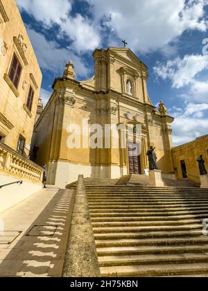 Kathedrale St. Marija à Zitadelle von Gozo BEI Dämmerung à blaue Stunde, IR-Rabat Għawdex, Victoria, Gozo, Malte Banque D'Images