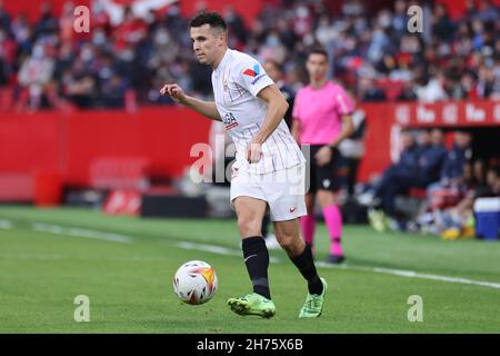 Séville, Séville, Espagne.20 novembre 2021.Oussama Idrissi de Sevilla CF pendant le match de la Liga Santader entre Sevilla CF et Deportivo Alaves à Ramon Sanchez Pizjuan à Séville, Espagne, le 20 novembre 2021.(Credit image: © Jose Luis Contreras/DAX via ZUMA Press Wire) Banque D'Images