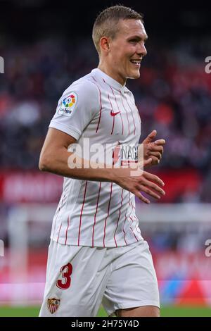 Séville, Séville, Espagne.20 novembre 2021.Agusstisson de Sevilla CF pendant le match de la Liga Santader entre Sevilla CF et Deportivo Alaves à Ramon Sanchez Pizjuan à Séville, Espagne, le 20 novembre 2021.(Credit image: © Jose Luis Contreras/DAX via ZUMA Press Wire) Banque D'Images