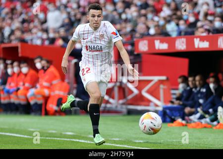 Séville, Séville, Espagne.20 novembre 2021.Oussama Idrissi de Sevilla CF pendant le match de la Liga Santader entre Sevilla CF et Deportivo Alaves à Ramon Sanchez Pizjuan à Séville, Espagne, le 20 novembre 2021.(Credit image: © Jose Luis Contreras/DAX via ZUMA Press Wire) Banque D'Images