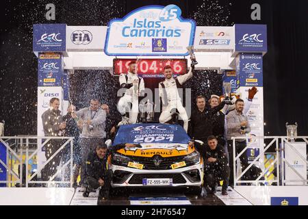 28 Franceschi Jean-Baptiste (FRA), Gorguilo Anthony (FRA), Renault Clio, Poster,Lors du Rallye Ilas Canarias 2021 de la FIA ERC, 8e tour du Championnat européen de Rallye 2021 de la FIA, du 18 au 20 novembre 2021 à Las Palmas de Gran Canaria, Espagne - photo: Gregory Lenormand/DPPI/LiveMedia Banque D'Images