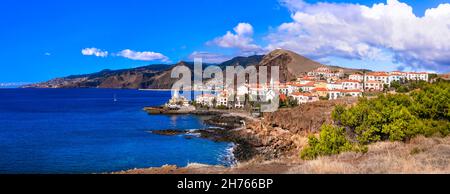 Paysage de l'île de Madère, Ponta das Gaivotas , point de vue pittoresque Quinta do Lorde dans la partie est près de la ville de Canical Banque D'Images