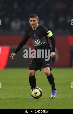 Paris, France, le 20 novembre 2021.Marco Verratti de PSG lors du match de la Ligue 1 au Parc des Princes, Paris.Le crédit photo devrait se lire: Jonathan Moscrop / Sportimage Banque D'Images