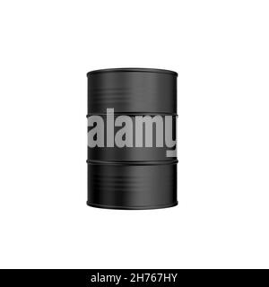 Baril de pétrole noir isolé sur fond blanc.illustration 3d. Banque D'Images