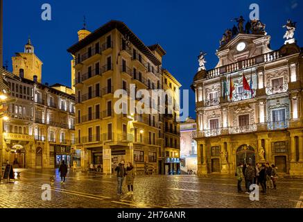 Place de la mairie de Pampelune, Navarre, Espagne Banque D'Images