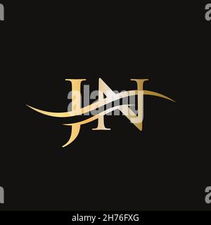 Modèle de vecteur de logo lié à une lettre JN initiale.Logo Swoosh lettre JN.LOGO JN vecteur Illustration de Vecteur