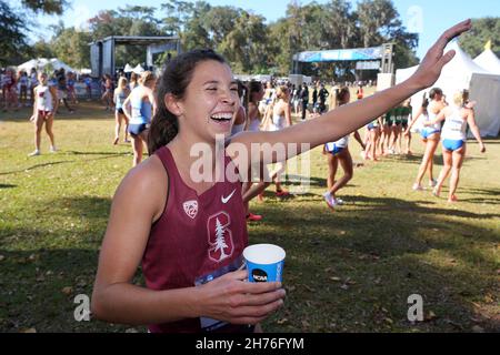 Christina Aragon de Stanford réagit après la course féminine lors des championnats de cross-country de la NCAA au parc régional d'Apalachee, le samedi 20 novembre, Banque D'Images