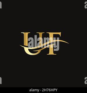 Logo lié à la lettre UF pour l'identité de l'entreprise et de l'entreprise.Modèle de vecteur de logo UF de la lettre initiale. Illustration de Vecteur