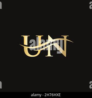 Modèle de vecteur de logo lié à une lettre de l'ONU initiale.Logo Swoosh de la lettre un.Un vecteur de conception de logo Illustration de Vecteur