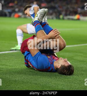 Sabadell, Barcelone, Espagne.20 novembre 2021.Barcelone Espagne 20.10.2021 Nico Gonzalez (FC Barcelone) gestes pendant la Liga Santander entre le FC Barcelone et Espanyol Barcelone au Camp Nou le 20 novembre 2021 à Barcelone.Crédit : Xavi Urgeles/ZUMA Wire/Alay Live News Banque D'Images