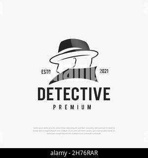 Détective homme logo ligne art détective détective homme icône illustration Illustration de Vecteur