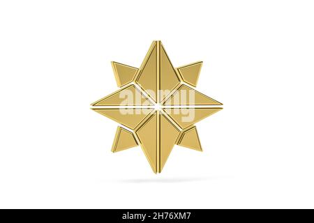 Icône étoile 3d dorée isolée sur fond blanc - rendu 3d Banque D'Images