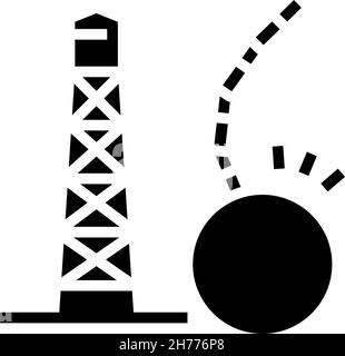 illustration du vecteur d'icône de glyphe de démolition de tour Illustration de Vecteur