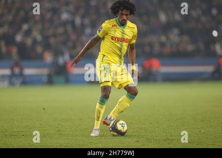 Samuel MOUTOUSSAMY du FC NANTES en action pendant le championnat français de football, Ligue 1 Uber Eats, entre Paris Saint Germain et FC Nantes au Parc des Princes Stadium - Paris - France, le 20 novembre, photo par Loic Baratoux/ABACAPRESS Banque D'Images