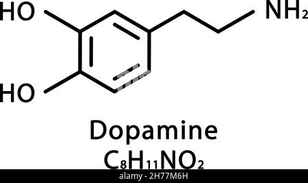 Structure moléculaire de la dopamine.Formule chimique du squelette de dopamine.Illustration du vecteur de formule moléculaire chimique Illustration de Vecteur