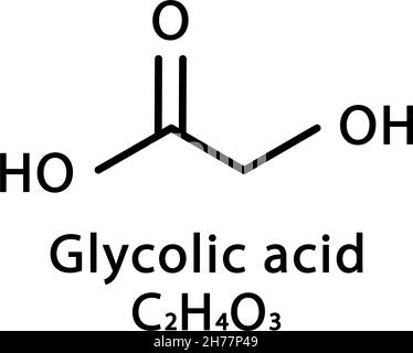 Structure moléculaire de l'acide glycolique.Formule chimique squelettique à base d'acide hydroacétique.Illustration du vecteur de formule moléculaire chimique Illustration de Vecteur