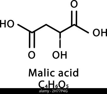 Structure moléculaire de l'acide malique.Formule chimique du squelette d'acide malique.Illustration du vecteur de formule moléculaire chimique Illustration de Vecteur
