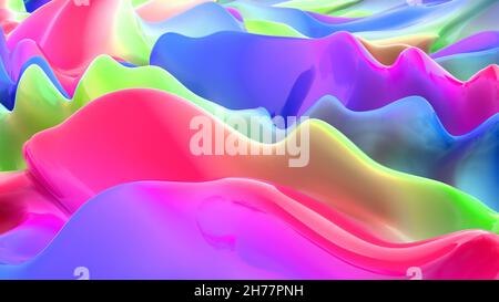 Tendance couleur onde gradient fluide liquide surface flux arrière-plan fluide art 3d rendu Banque D'Images