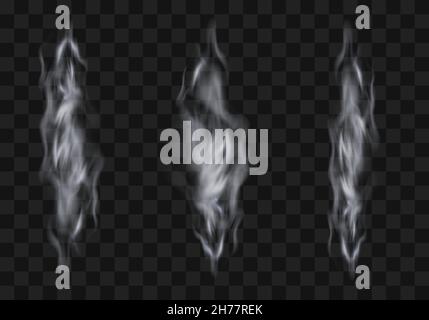 Collection de fumée transparente, vapeur.élément de conception vertical.fumée vectorielle réaliste. Illustration de Vecteur