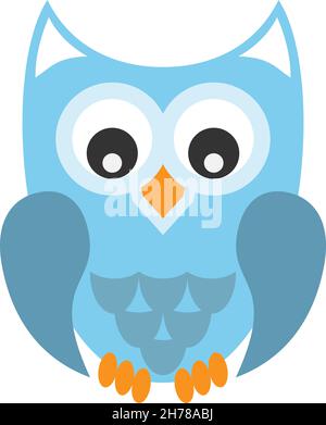 sympathique hibou de bande dessinée coloré isolé sur fond blanc, illustration vectorielle Illustration de Vecteur