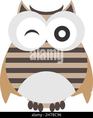 sympathique hibou de bande dessinée coloré isolé sur fond blanc, illustration vectorielle Illustration de Vecteur