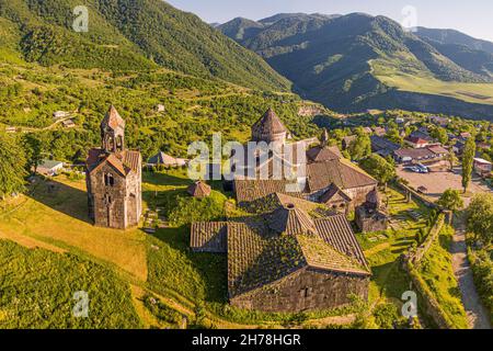 Vue aérienne d'un pittoresque complexe du monastère de Haghpat dans la région de Lori en Arménie.Il est inscrit sur la liste du patrimoine mondial de l'UNESCO Banque D'Images